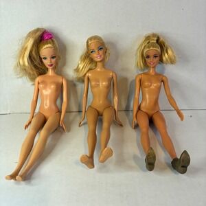 Barbie Dolls Y2K 90s Lot of 3 Blonde Hair Blue Eyes Naked Body Fashion Doll Toy